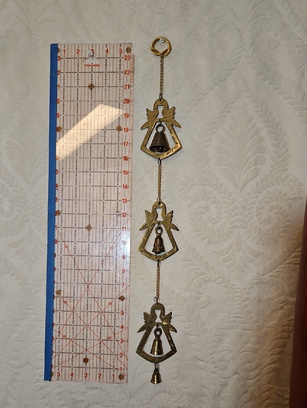 Vintage Tibetian Angel Brass Bell Wall Hanging